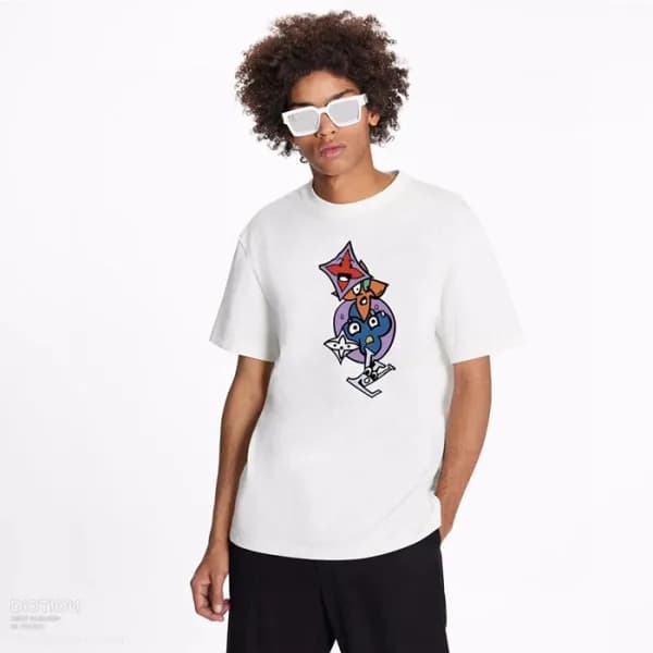 루이비통 남성 화이트 크루넥 반팔티 - Mens White Tshirts - lou0513… - 1