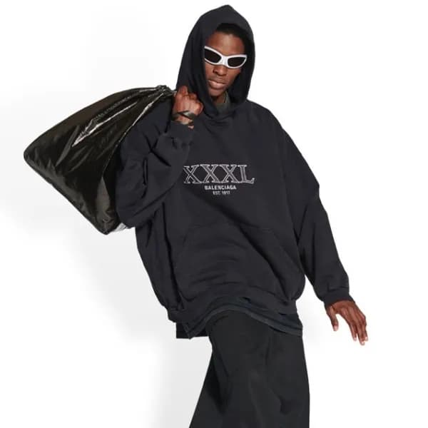 발렌시아가 남/녀 캐쥬얼 블랙 후드티 - Balenciaga Unisex Black Hoo… - 1