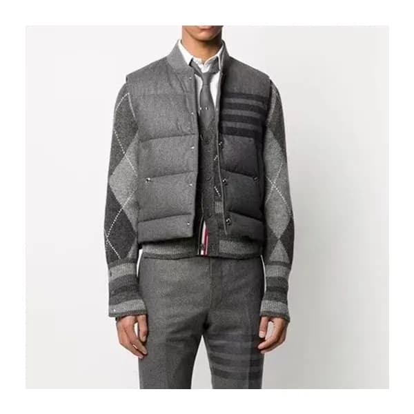 톰브라운 남성 그레이 다운 베스트 - Thom Browne Mens Gray Vest - … - 1