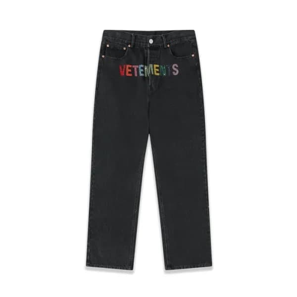 베트멍 남성 블랙 청바지 - Vetements Mens Black Pants - vet31… - 1