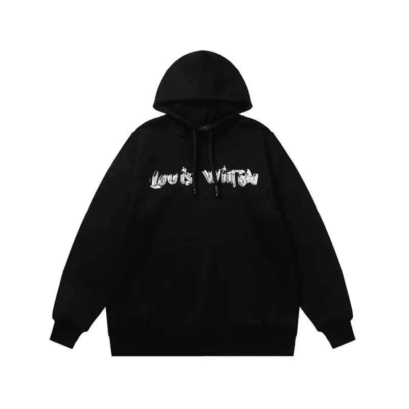 루이비통 남자 블랙 후드티 - Louis vuitton Mens Black Hoodie … - 1