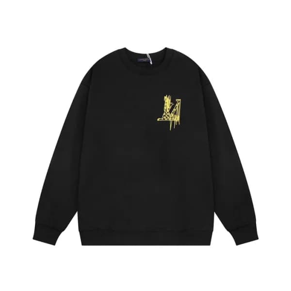 루이비통 남성 모던 블랙 맨투맨 - Louis vuitton Mens Black Tshir… - 1