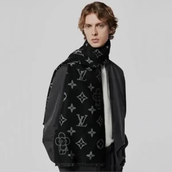 루이비통 남/녀 블랙 머플러 - Louis vuitton Unisex Black Muffl… - 1