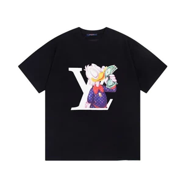 루이비통 남성 블랙 크루넥 반팔티 - Louis vuitton Mens Black Shor… - 1