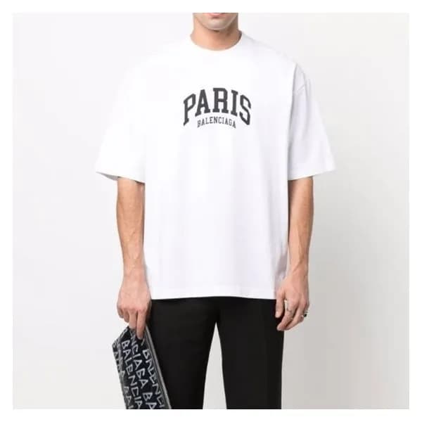 발렌시아가 남성 크루넥 화이트 반팔티 - Balenciaga Mens White Short… - 1