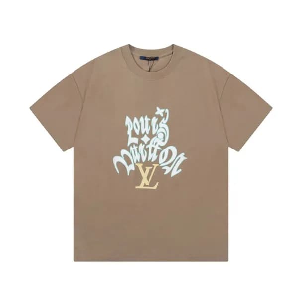 루이비통 남성 카멜 크루넥 반팔티 - Louis vuitton Mens Camel Shor… - 1