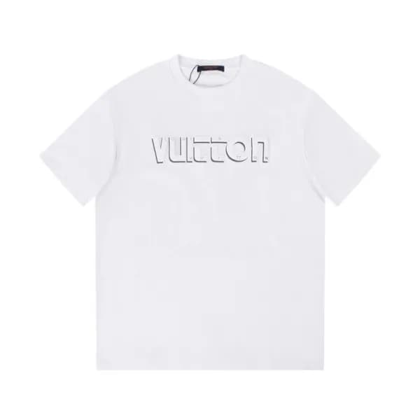 루이비통 남성 화이트 크루넥 반팔티 - Louis vuitton Mens White Sho… - 1