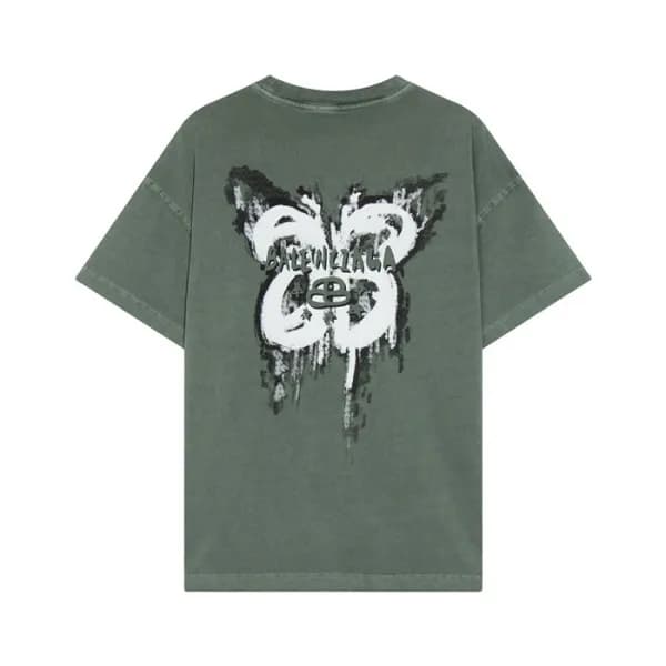 발렌시아가 남성 크루넥 그린 반팔티 - Balenciaga Mens Green Short … - 1