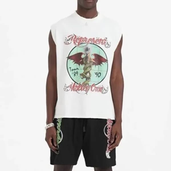 리프리젠트 남/녀 화이트 나시 - Represent Unisex White Sleevele…