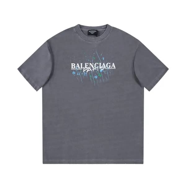 발렌시아가 남성 그레이 크루넥 반팔티 - Balenciaga Mens Gray Short … - 1