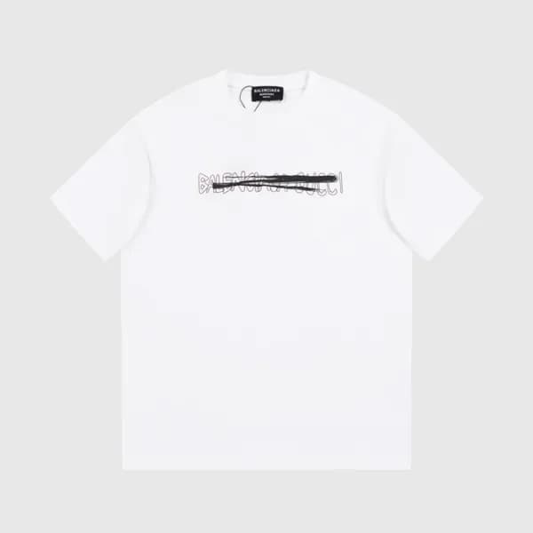 발렌시아가 남성 화이트 크루넥 반팔티 - Balenciaga Mens White Short… - 1