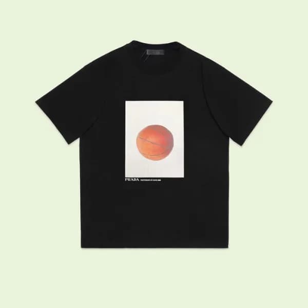 프라다 남성 크루넥 블랙 반팔티 - Prada Mens Black Short sleeved… - 1