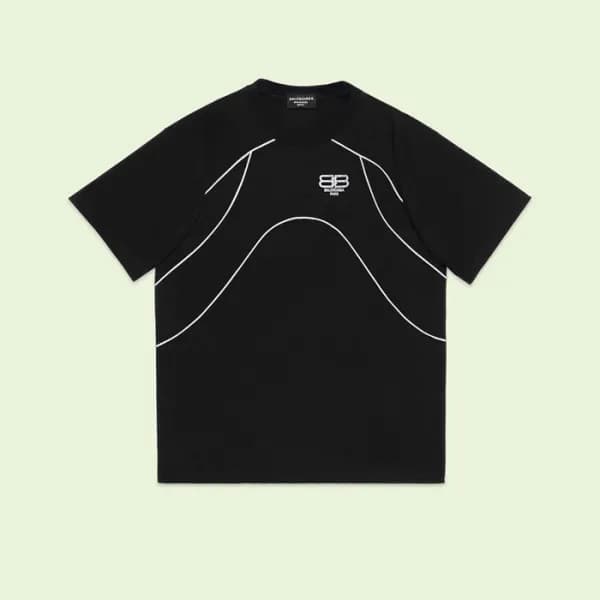 발렌시아가 남성 블랙 크루넥 반팔티 - Balenciaga Mens Black Short … - 1