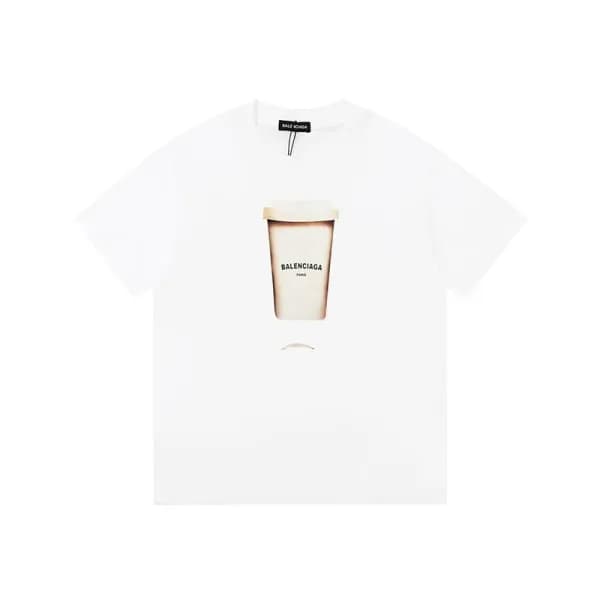 발렌시아가 남성 화이트 크루넥 반팔티 - Balenciaga Mens White Short… - 1