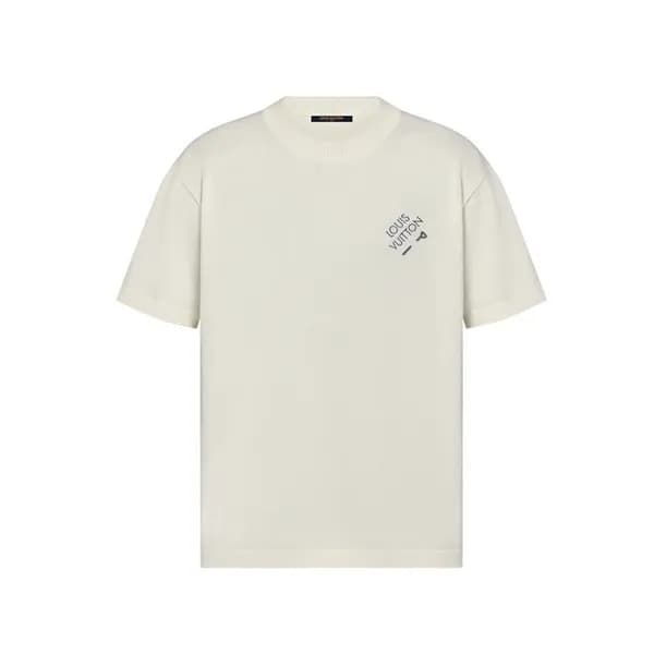 루이비통 남성 크루넥 아이보리 반팔티 - Louis vuitton Mens Ivory Sh… - 1