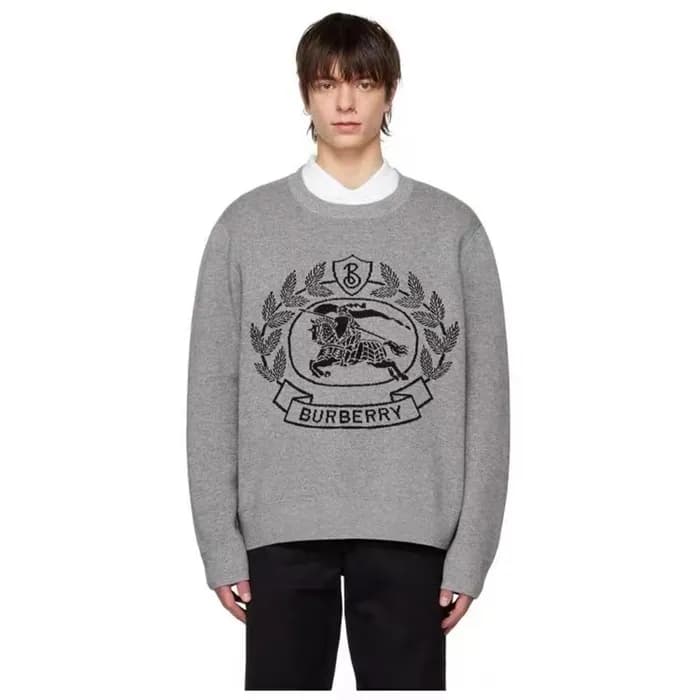 버버리 남성 그레이 크루넥 스웨터 - Burberry Mens Gray Sweaters -… - 1