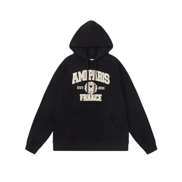 아미 남성 캐쥬얼 블랙 후드티 - Ami Mens Black Hoodie - amc142x - 1