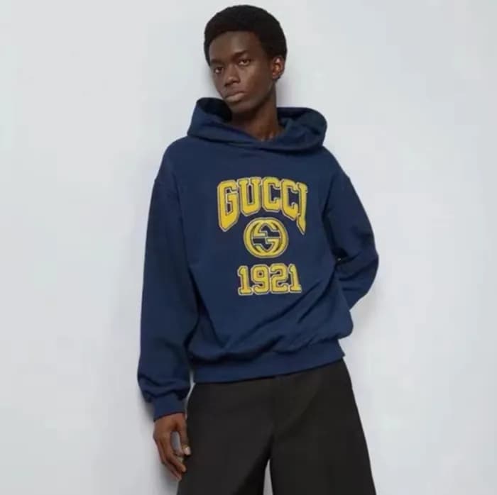 구찌 남성 블루 후드티 - Gucci Mens Blue Hoodie - guc94x - 1
