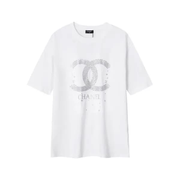샤넬 남/녀 cc 화이트 반팔티 - Chanel Unisex White Tshirts - … - 1
