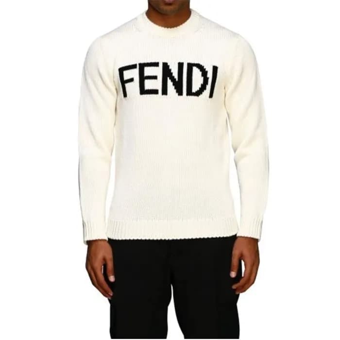 펜디 남/녀 로고 울 스웨터 - Fendi Unisex White Sweaters - fe… - 1