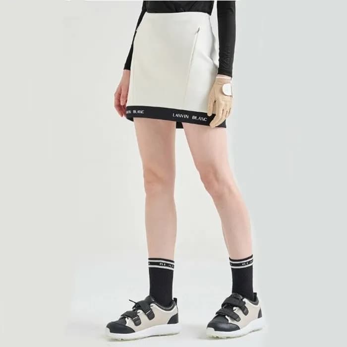 [LANVIN BLANC] 랑방블랑 여성 백 밴딩 로고 햄 미니 스커트 - gol549x - 1