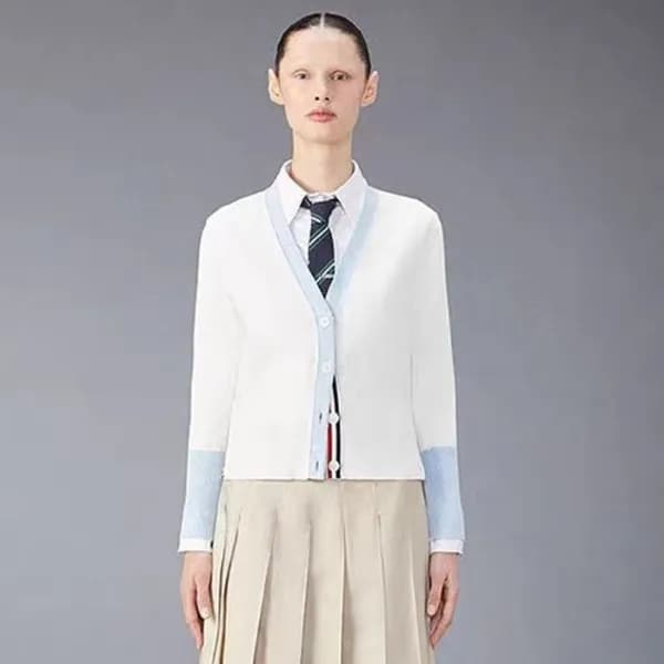톰브라운 여성 브이넥 가디건 - Thom Browne Womens Cardigan - th… - 1
