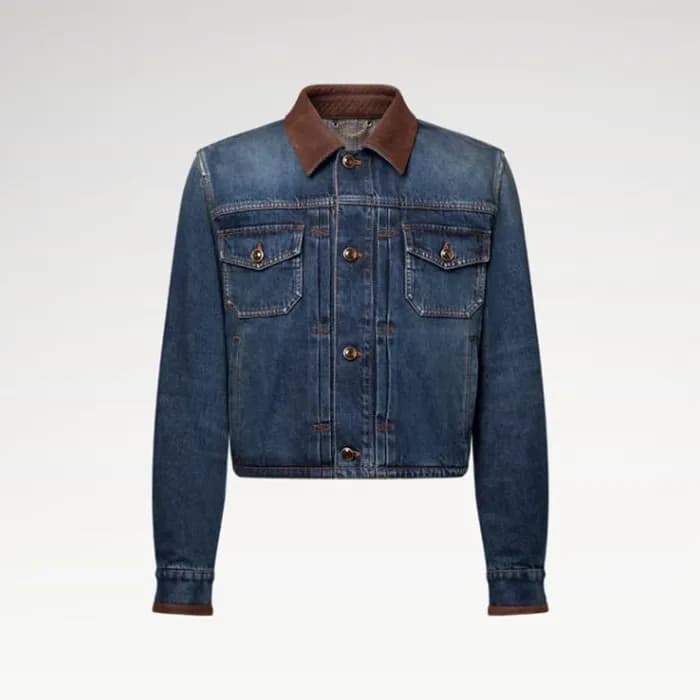 루이비통 남성 가죽 디테일 데님 재킷- Louis vuitton Mens Leather S… - 1
