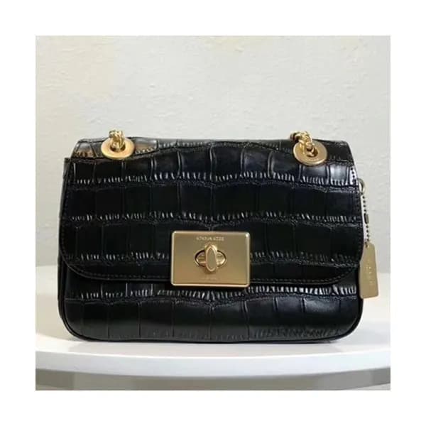 Coach Leather Chain Shoulder Bag,24cm - 코치 레더 체인 숄… - 1