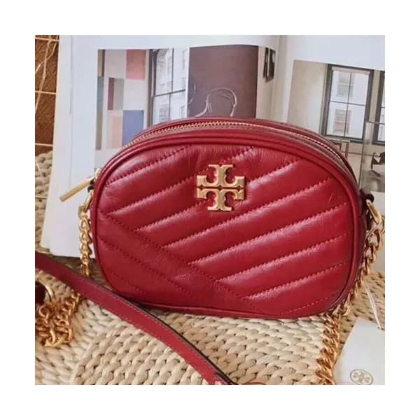 Tory Burch Leather Red Kira Chevron Small Camera S… - 1