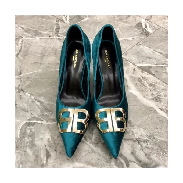 Balenciaga 2019 Womens Metal Logo Velet Pumps - 발렌… - 1