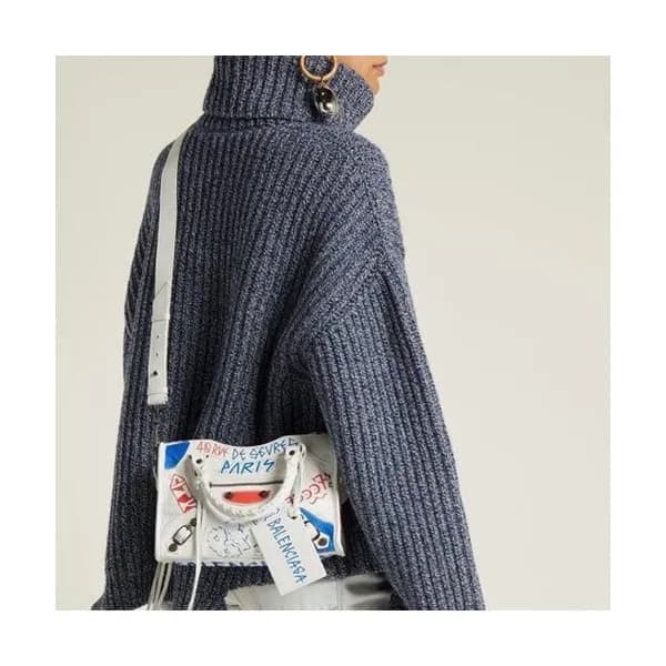 Balenciaga 2019 Graffiti Classic City Leather Smal… - 1