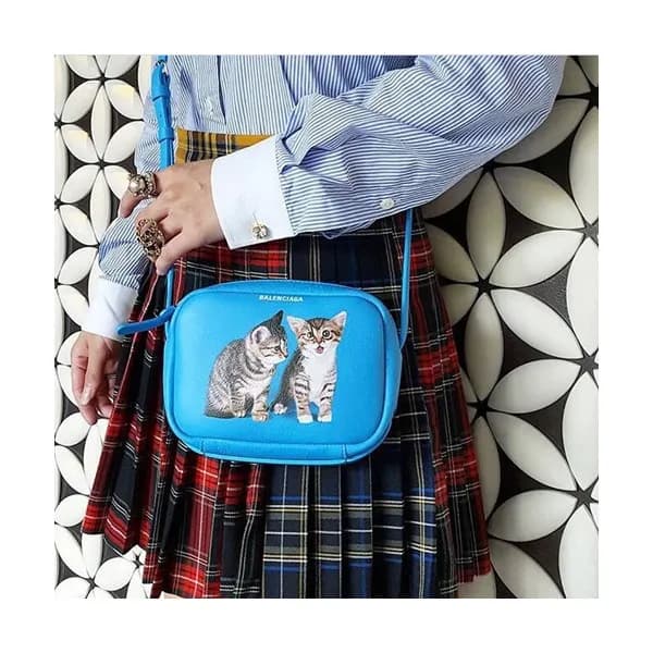 Balenciaga 2019 Leather Kitten Camera Shoulder Bag… - 1