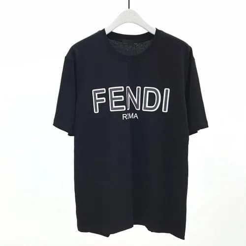 FENDI 2019 Mens Logo Cotton Short Sleeved Tshirt -… - 1