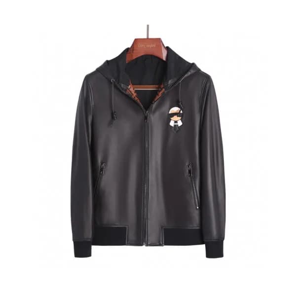 Fendi 2019 Mens Casual Zip-up Leather Jacket - 펜디 … - 1