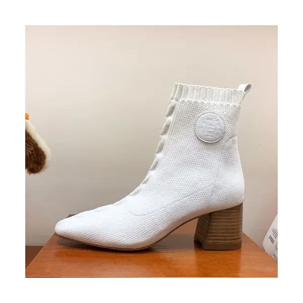 Hermes 2019 Ladies Knit Middle Heel Ankle Boots … - 1