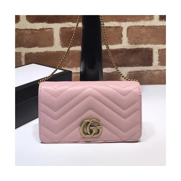 Gucci 2019 Marmont Mini Leather Chain Shoulder Cro… - 1