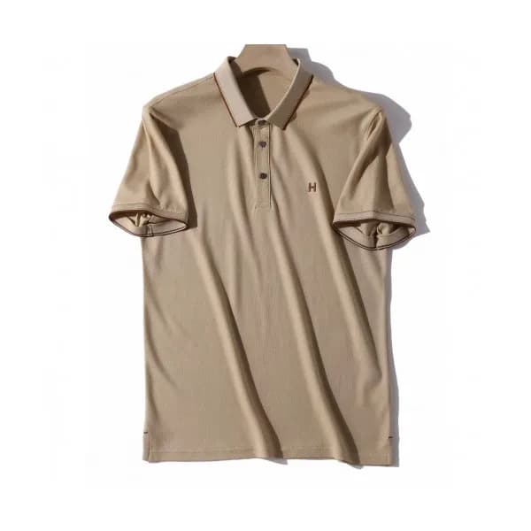 Hermes 2019 Mens Logo Cotton Polo Short Sleeved Ts… - 1