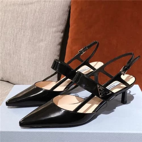 Prada 2021 Women's Leather Middle Heel Sandal… - 1