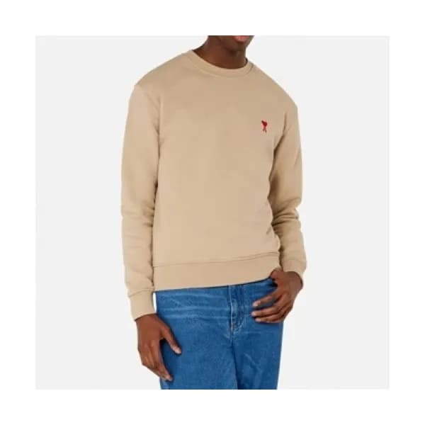 Ami Mens Logo Casual Cotton Man-to-man Beige - 아미 … - 1