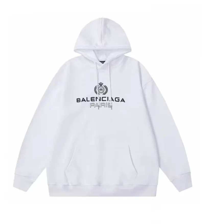 Balenciaga Mm/Wm Logo Cotton Hoodie White - 발렌시아가… - 1