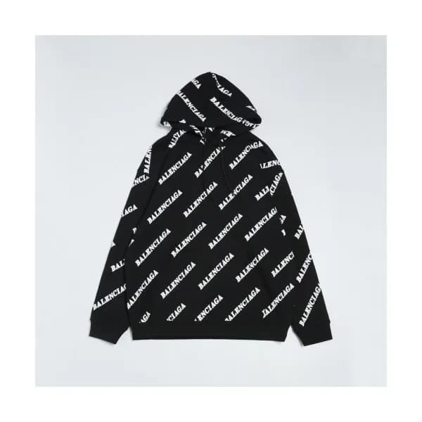 Balenciaga Mm/Wm Logo Cotton Hoodie Black - 발렌시아가… - 1