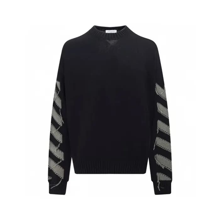 Off-white Mm/Wm Brush Mohair Knit Sweater Black -… - 1