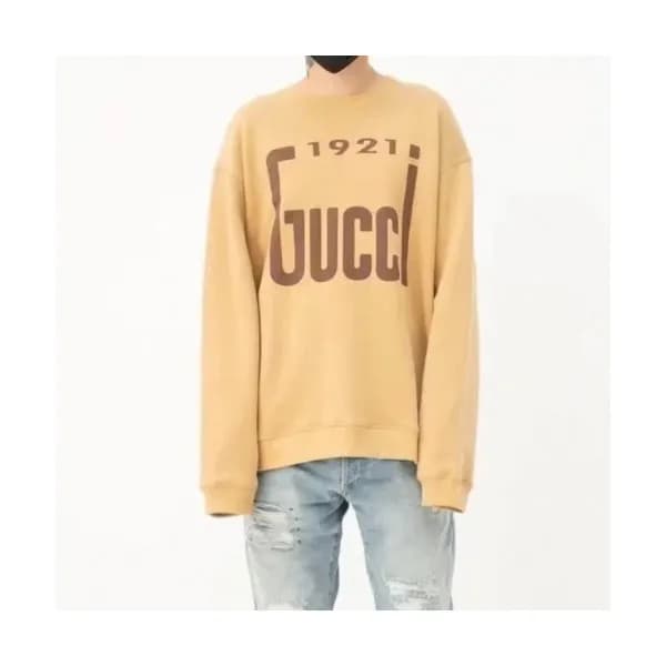 Gucci Mm/Wm Logo Crew-neck Cotton Tshirts Camel -… - 1