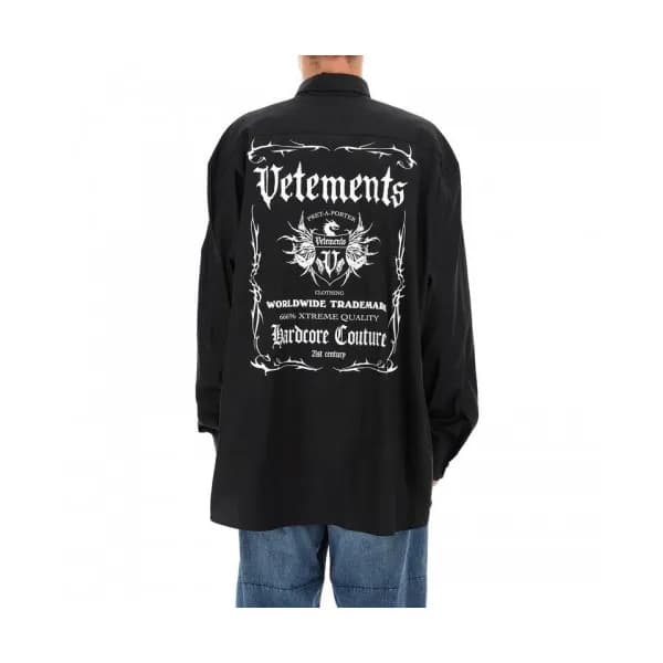 Vetements Unisex Logo Cotton Short Sleeved Oversiz…