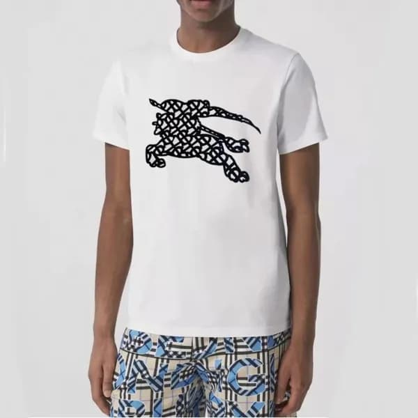 버버리 남성 크루넥 화이트 반팔티 - Mens White Tshirts - Bur04258… - 1