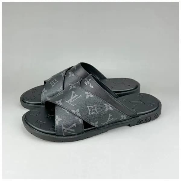루이비통 남성 이니셜 블랙 슬리퍼 - Mens Black Slippers - lou0425… - 1