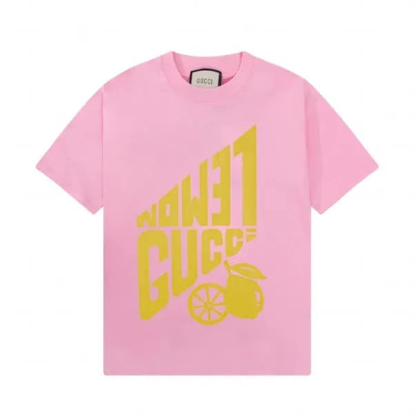 구찌 남/녀 크루넥 핑크 반팔티 - Unisex Pink Tshirts - guc04812…