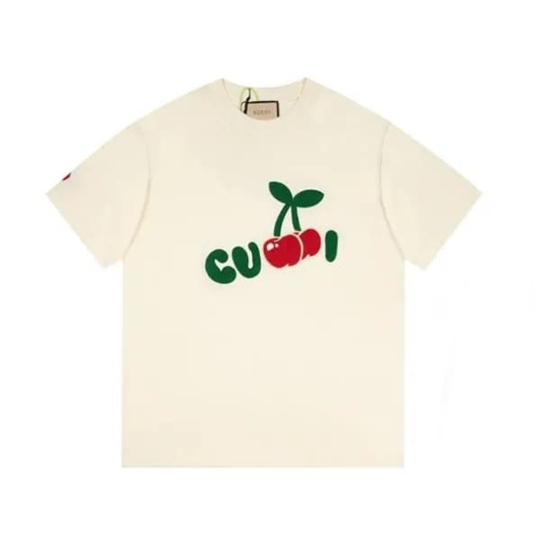 구찌 남/녀 아이보리 크루넥 반팔티 - Unisex Ivory Tshirts - guc04… - 1