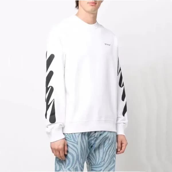 오프화이트 남성 모던 화이트 맨투맨 - Mens White Tshirts - off0843… - 1