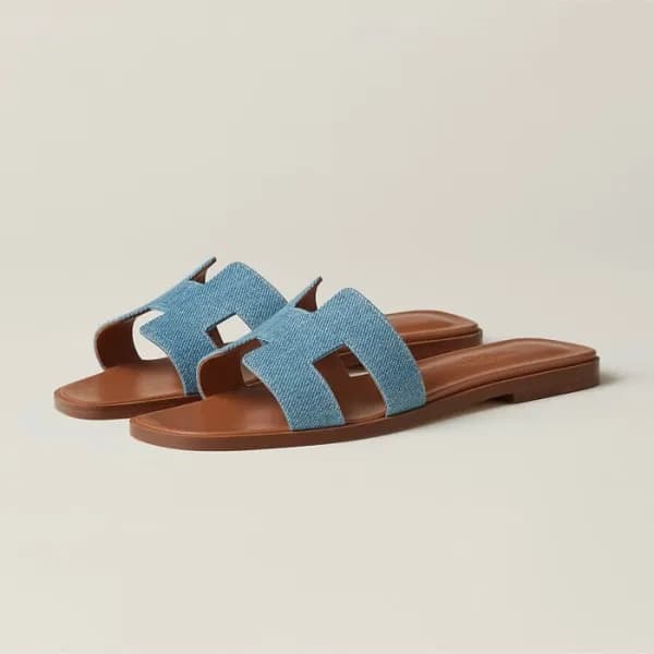 에르메스 여성 블루 오란 - Hermes Womens Blue Slipper - he100… - 1